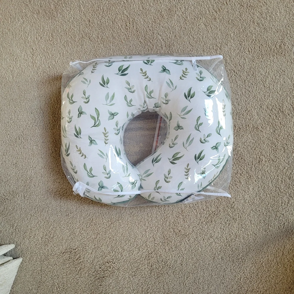 Boppy Original Support Nursing Pillow With Green Leaf Cover - Picture 5 of 8